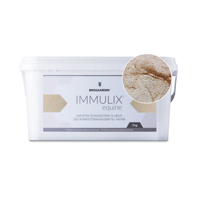 Brogaarden Immulix i 3kg, til føl og hopper for etablering af en optimal tarmflora og en stærk immunbalance.
