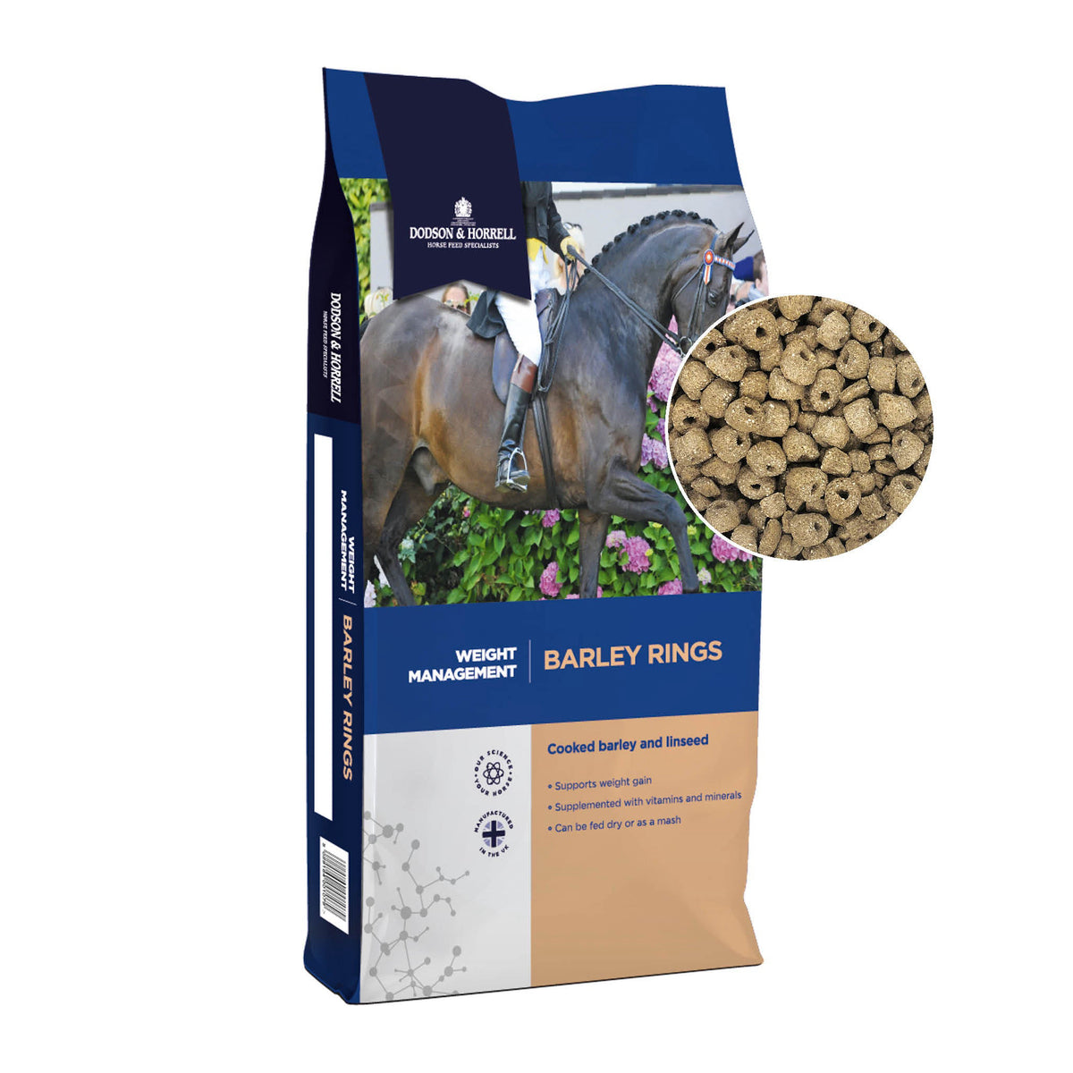 D&H Barley Rings hestefoder i 15 kg sæk fra Dodson & Horrell