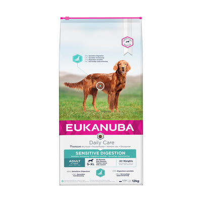 Eukanuba Sensitive Digestion 12kg, hundefoder til hunde med sart fordøjelse.