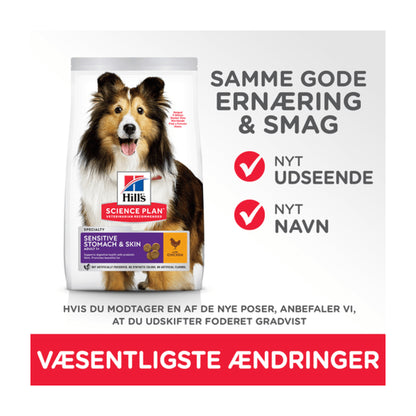 Hills Sensitive Stomach & Skin Medium hundefoder med kylling 