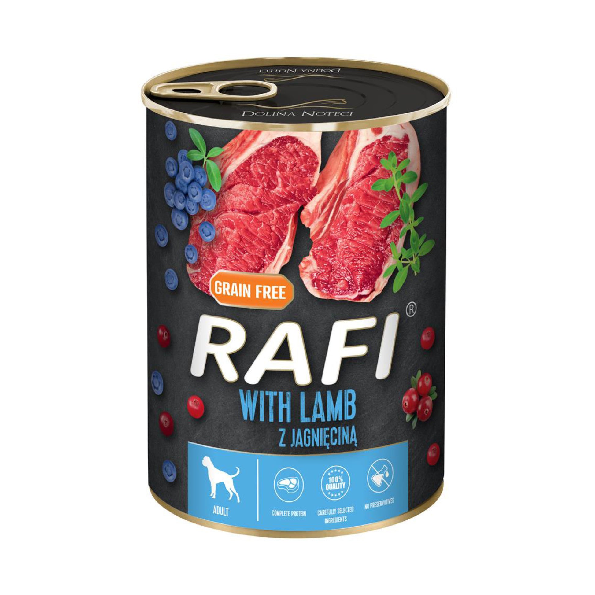 Rafi vådfoder til voksne hunde med lam 400g.