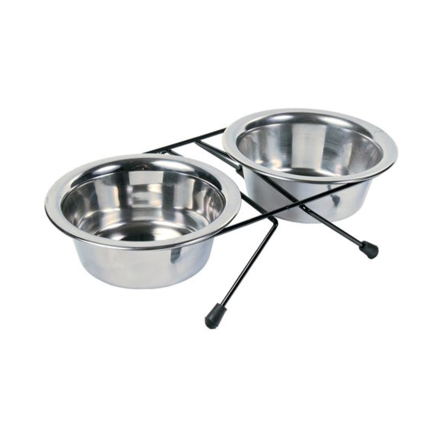 Foderstativ med 2 skåle i rustfri stål - Medium - 450 ml