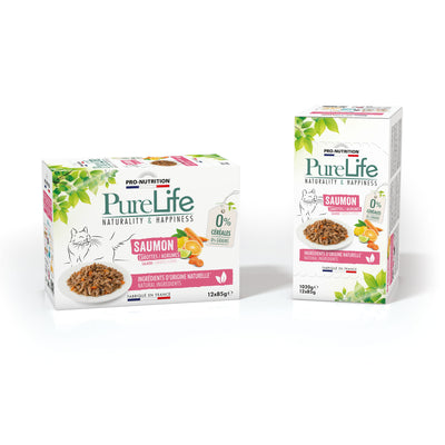 PureLife Vådfoder til Kat m/Laks - Multipakke - 12 x 85 g